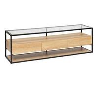 Atmosphera - Meuble TV 3 tiroirs effet bois et verre ALDEA - Beige - ALDEA G