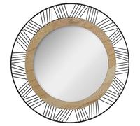 Atmosphera - Miroir Joe - métal et Bois - Noir - D45 cm
