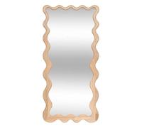 Atmosphera - Miroir Mural Brooke Beige, 100 x 48 cm, Cadre en Bois Ondulé - pour Entrée, Chambre, Salon