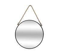 Atmosphera - Miroir Rond en métal Noir avec Corde D37 cm