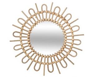 Atmosphera Miroir Sun flora diamètre 50 cm rotin