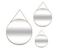 Atmosphera Miroirs ronds Leny avec chaîne en métal doré - Lot de 3