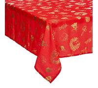 Atmosphera - Nappe de Noël rectangulaire à motifs - L. 140 x 240 cm - Rouge et doré
