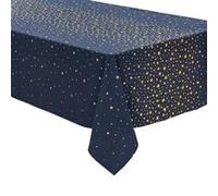 - Nappe de Noël rectangulaire motifs étoiles - L. 140 x 360 cm - Bleu et doré