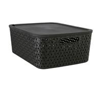 Atmosphera - Panier de rangement tressé avec couvercle TRESSY - Noir