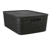 Atmosphera - Panier de rangement tressé avec couvercle TRESSY - Noir