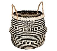 Atmosphera - Panier Seagrass Pliant frisé Noir