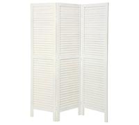 Atmosphera Paravent pliant Camila 3 panneaux en bois blanc H170 cm