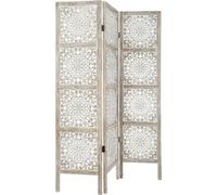 Paravent etnik en Bois sculpté et blanchi H 169 cm G