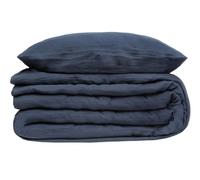 Atmosphera Parure de lit en double gaze de coton bleu - 240 x 220 cm