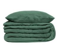 Atmosphera - Parure de lit en doublure Gaze de coton grand modèle - 260x240cm - Vert Céladon - FLORA Vert G