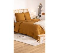 Atmosphera Parure de lit en percale de coton ocre - 260 x 240 cm