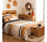 Atmosphera - Parure de lit imprimée Hana - Percale - Jaune Ocre - 260x240 cm
