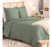 Atmosphera - Parure de lit Landiha Percale Vert Jade 240x220 cm