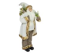 Grand Père Noël en Fourrure Sherpa Blanche et Beige H 120 cm - Feeric Christmas