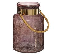 Atmosphera - Photophore Ritual - verre craquelé H25 cm - Prune