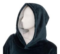 Atmosphera Plaid à manches et capuche en flanelle bleu égéen - Taille L/XL