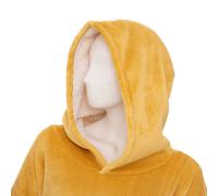 Atmosphera Plaid à manches et capuche en flanelle ocre - Taille L/XL