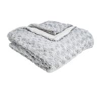 Atmosphera - Plaid fausse fourrure bouclée 120 x 160 cm Gris clair