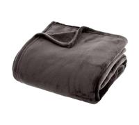 Atmosphera Plaid uni en flanelle Gris foncé 180x230 cm