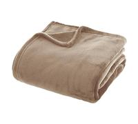 Atmosphera Couverture en lin et flanelle 180 x 230 cm Beige