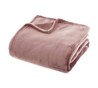 Atmosphera – Plaid uni en flanelle – Rose – 180 x 230 cm