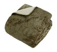 Atmosphera - Plaid Flanelle Effet Sherpa lyno Vert Kaki 170x130cm