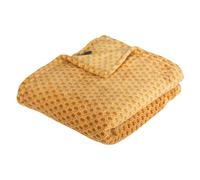 Atmosphera - Plaid imprimé Otto - Flanelle - Jaune Ocre - 125x150 cm