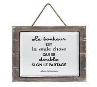 Atmosphera - Plaque Citation - Bois et céramique - Blanc - 40x30-5 cm - Modèle 1