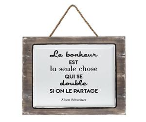Atmosphera - Plaque Citation - Bois et céramique - Blanc - 40x30-5 cm - Modèle 1