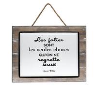 Atmosphera - Plaque Citation - bois et céramique - blanc - 40x30-5 cm - Modèle 2