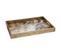 Atmosphera - Plateau rectangulaire elya 43x30x4 cm effet marbre marron