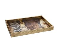 Atmosphera - Plateau rectangulaire elya 43x30x4 cm feuilles marrons