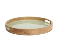 Atmosphera - Plateau rond inaya - Diamètre : 38 cm - Vert et bois de mangue