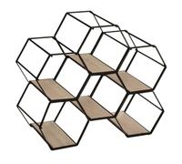 Atmosphera - Porte-Bouteilles Arty 6 Emplacements - Noir et Effet Bois, L 26 x H 30 cm, Design Alvéolé - pour Cuisine, Salon, Rangement à Vin