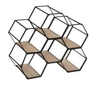 Atmosphera - Porte-Bouteilles Arty 6 Emplacements - Noir et Effet Bois L 26 x H 30 cm Design Alvéolé - pour Cuisine Salon Rangem