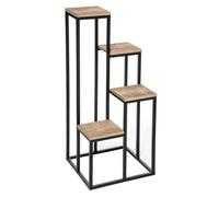 Atmosphera - Porte - Plante 4 Plateaux - métal et pin - Noir - H88-5 cm