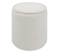 Atmosphera - Pouf Coffre Bouclette kaydi Blanc d35cm