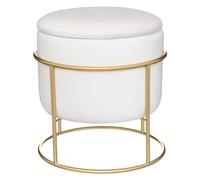Atmosphera – Pouf coffre de rangement Eliane – Velours et métal – Ivoire