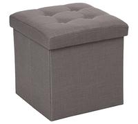 Atmosphera - Pouf Coffre de Rangement Pliant Lysandre Gris, 38 x 38 cm, Assise Capitonné - pour Salon, Chambre, Siège d'Appoint