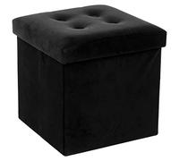 Pouf pliant ""Lysandre"" velours noir - Atmosphera createur d'interieur