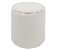Atmosphera - Pouf de rangement en bouclette - Blanc