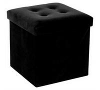 Atmosphera Pouf en velours coffre - Noir