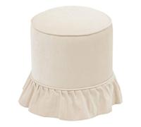 Atmosphera - Pouf Fiora Rond d.36cm Ivoire