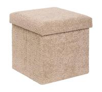 Atmosphera - Pouf Pliable Coffre soana en Bouclette Beige foncé 38x38cm
