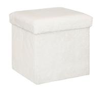 Atmosphera - Pouf Pliant Ezzio - Bois - Blanc