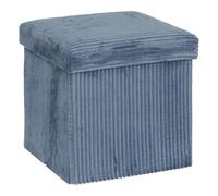 Atmosphera – Pouf pliant Arum côtelé 38 x 38 cm Bleu encre