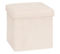 Pouf pliant Arum côtelé 38 x 38 cm ivoire Atmosphera Beige G
