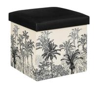 Atmosphera - Pouf Pliant Benicio - Bois - Noir et Blanc