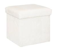 Atmosphera Pouf pliant carré Ezzio effet fourrure blanc G